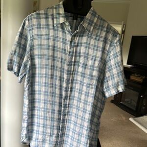 Calvin Klein Blue and White Casual Button Down Shirt